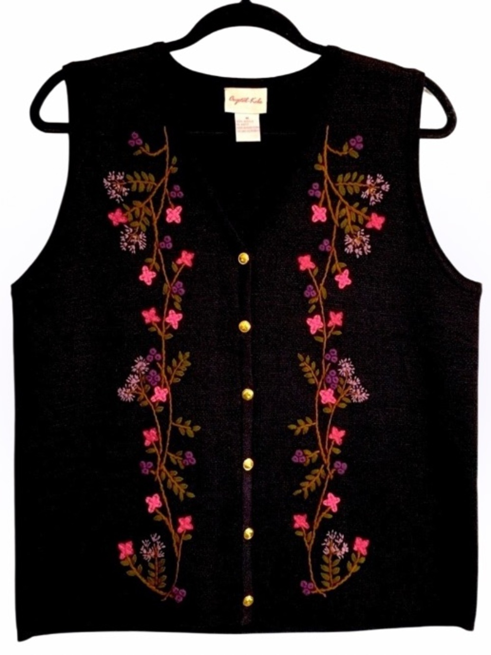 Crystal-Kobe Floral Embroidered Knit Vest